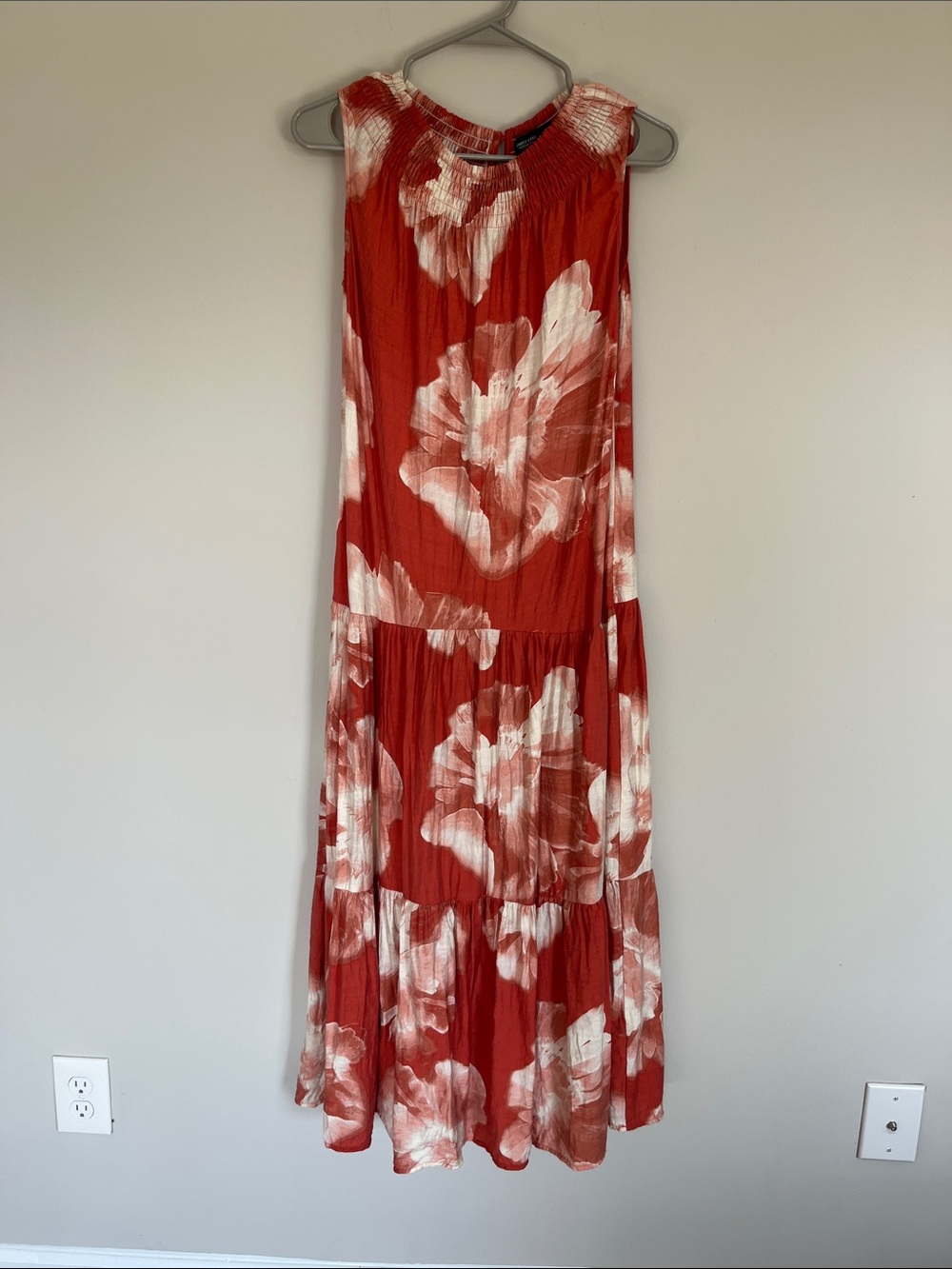 Simply Vera Vera Wang Coral and Pink Smocked Neck Dress